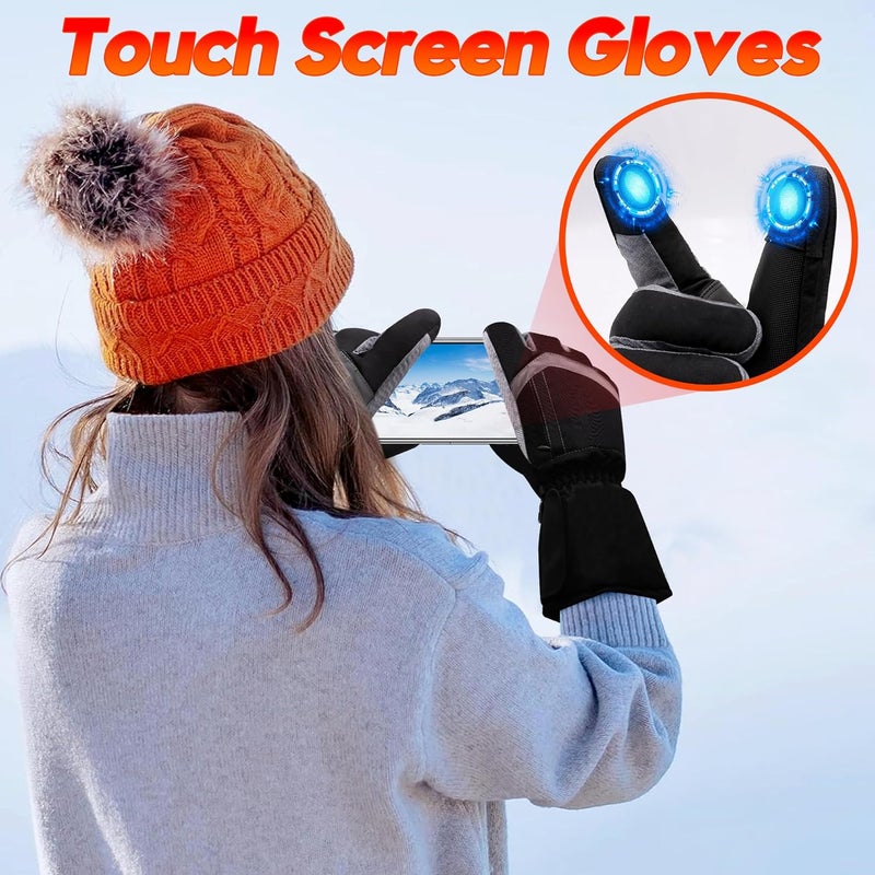 Rabbitroom Store USB Heated Gloves for Women Electric Touchscreen Waterproof Heated for Raynauds Arthrithis Hand Warmer Rechargeable Winter Ski Work Design Winter Gift for Indoor and Outdoor(Large) - Image 4